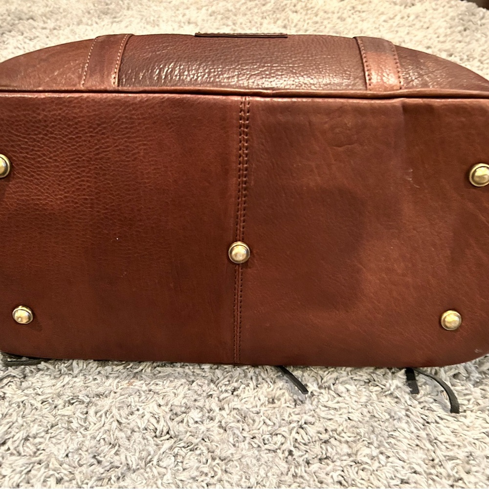 American Darling Brown Leather Tote with Fringe - Picture 4 of 6
